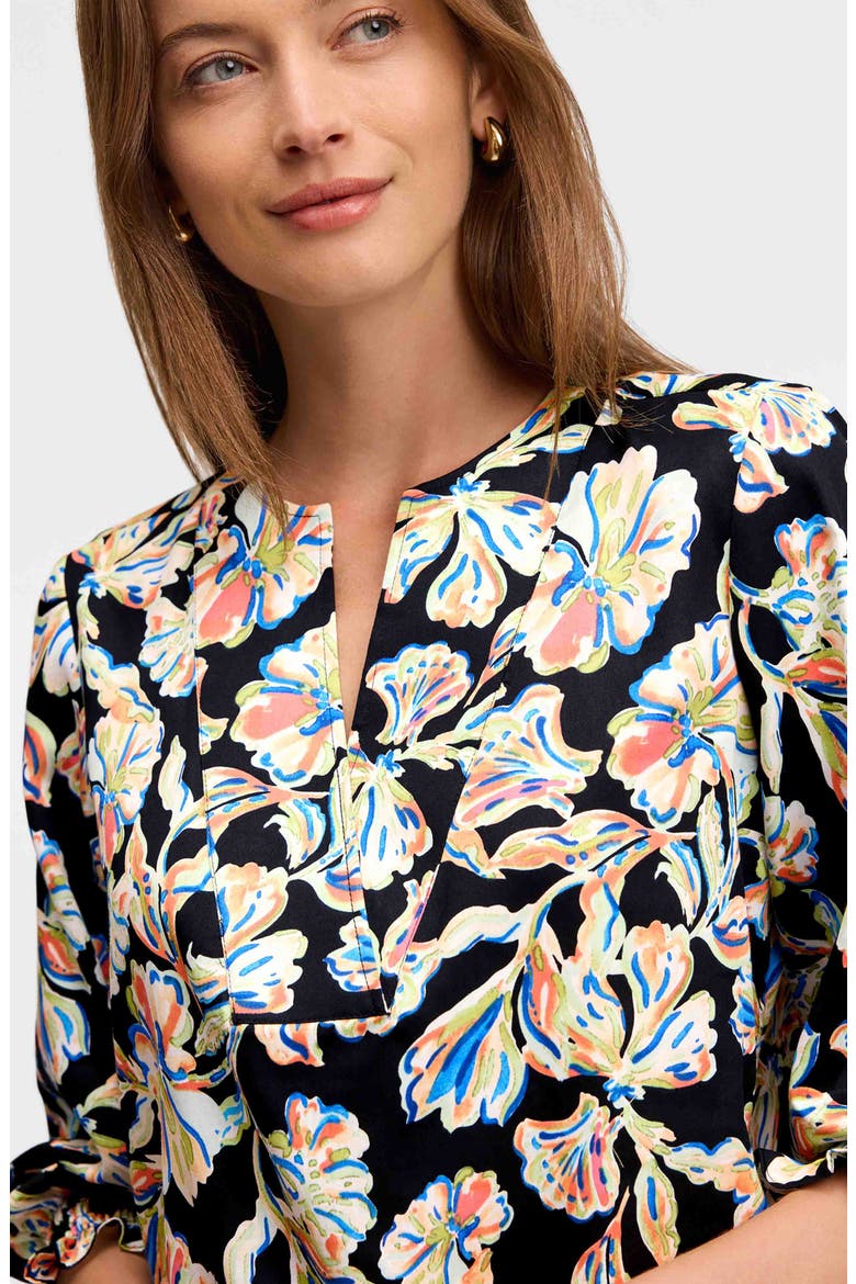 Alicia Floral Cotton Popover Top, Alternate, color, BLACK MULTI