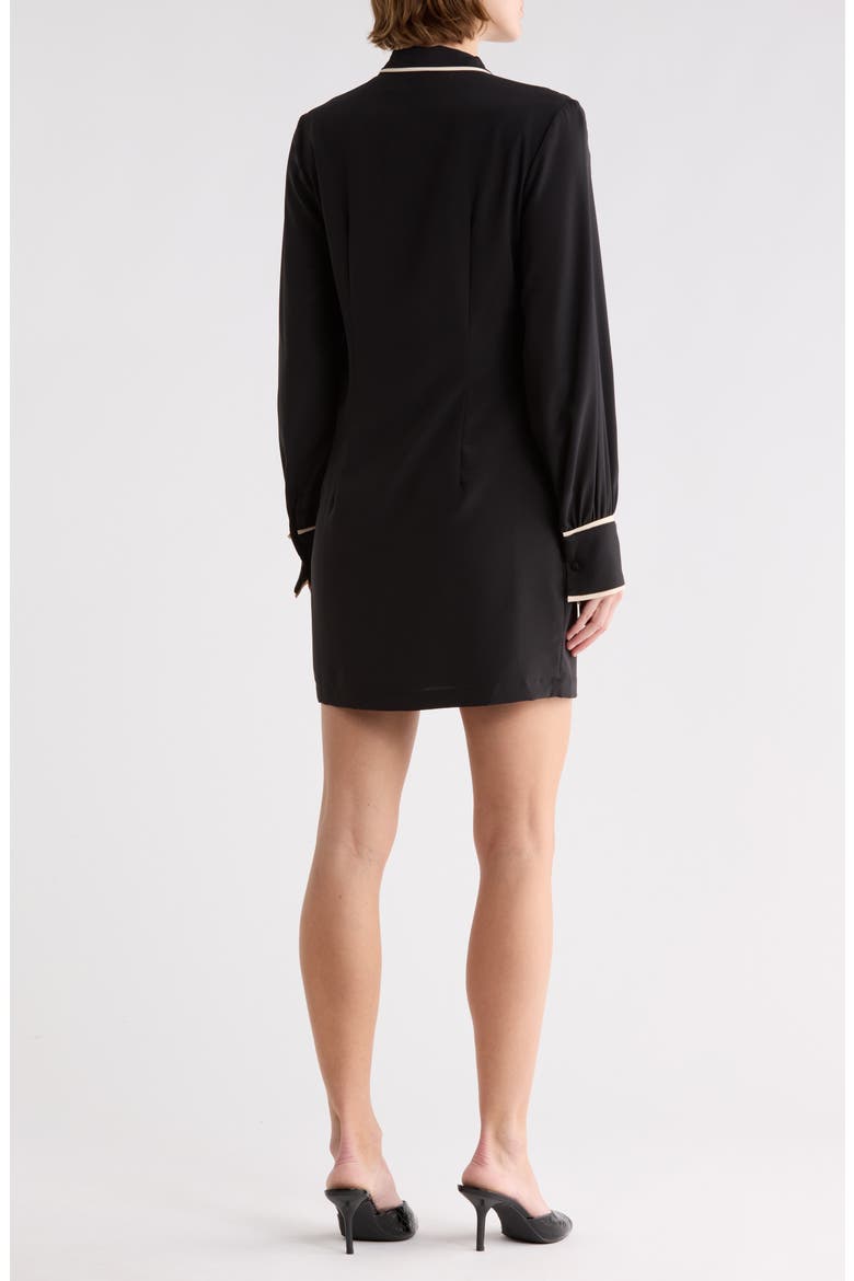 Bow Front Long Sleeve Minidress, Alternate, color, BLACK