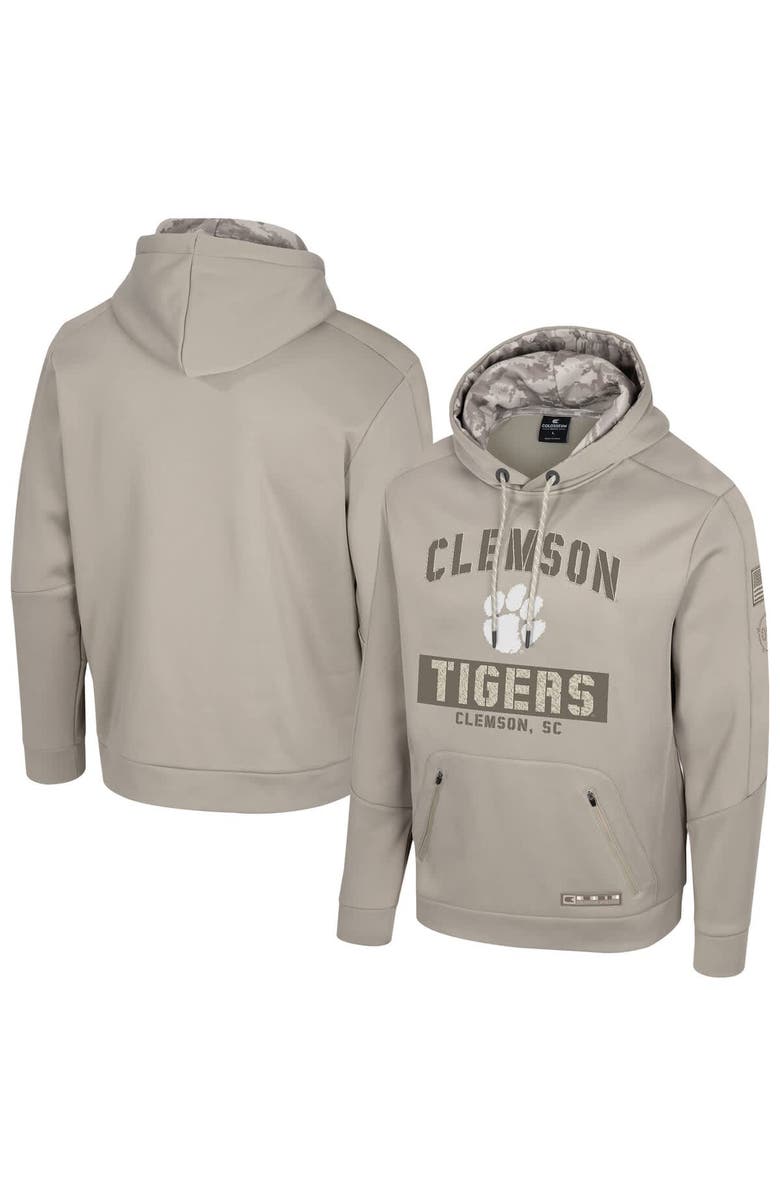 COLOSSEUM Men's Colosseum Oatmeal Clemson Tigers Big & Tall Operation Hat Trick Battalion Hoodie Sweatshirt, Main, color, Oatmeal