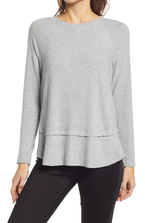 Cozy Ribbed Inset Layered Tunic