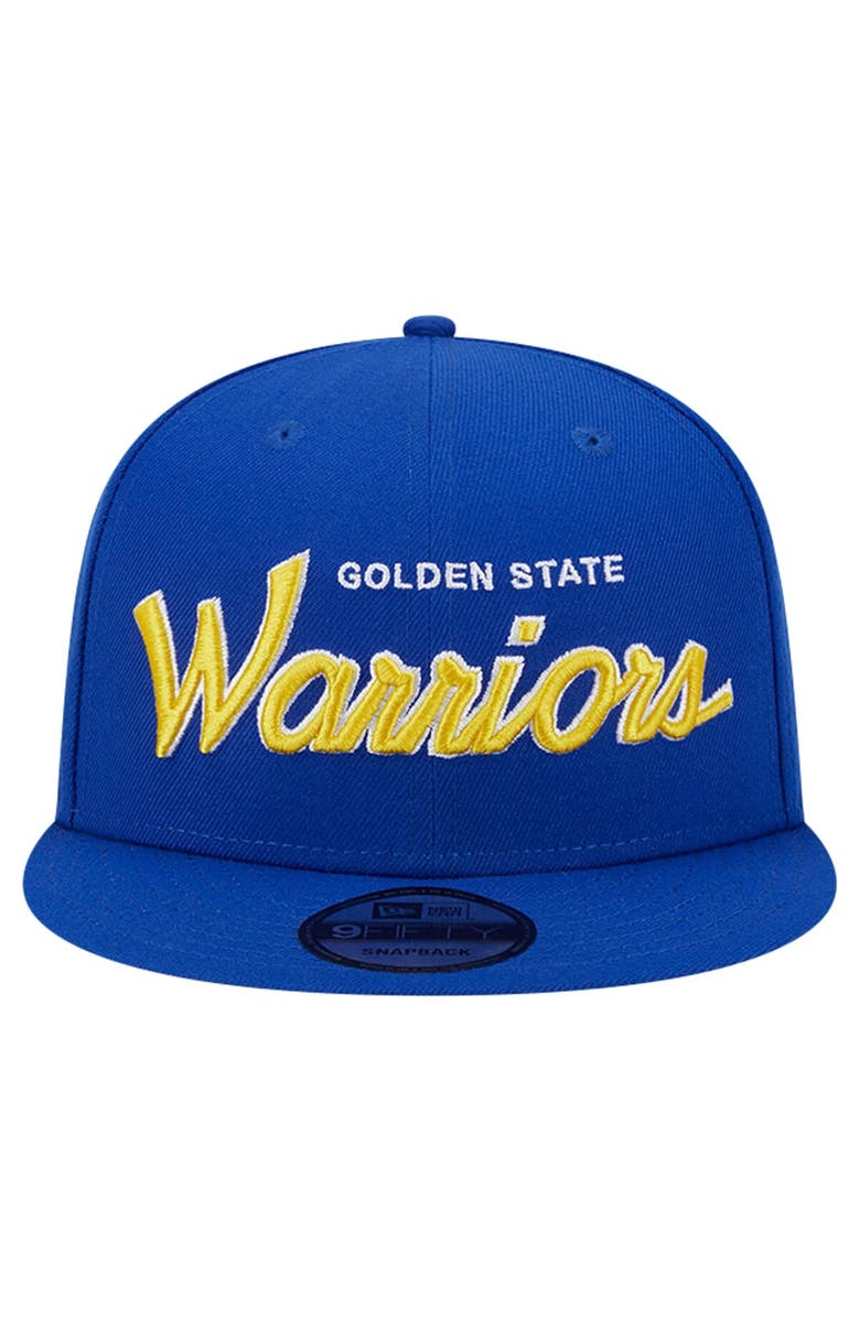 New Era Men's New Era Royal Golden State Warriors Evergreen Script Side Patch 9FIFTY Snapback Hat, Alternate, color, 