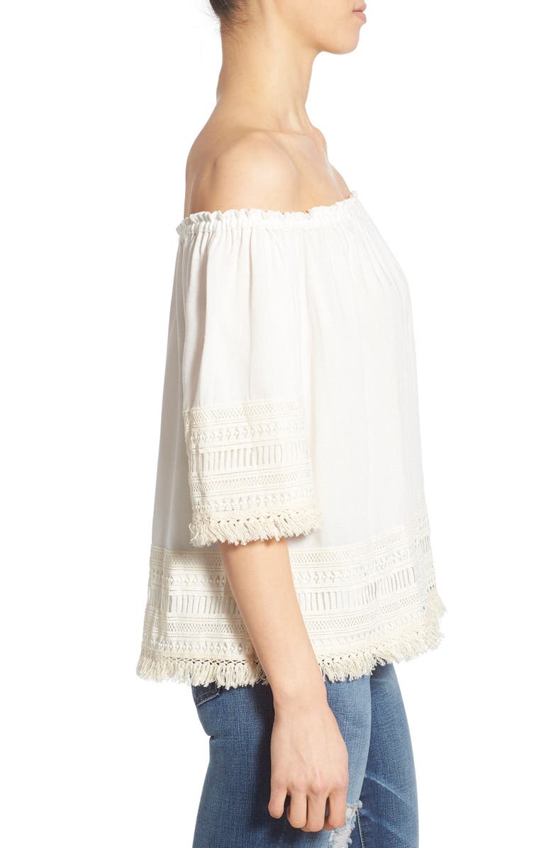 Ella Moss 'Lilita' Macramé Trim Off the Shoulder Top, Alternate, color, 