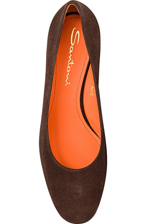 Shop Santoni Suede Low-heel Pump In Brown