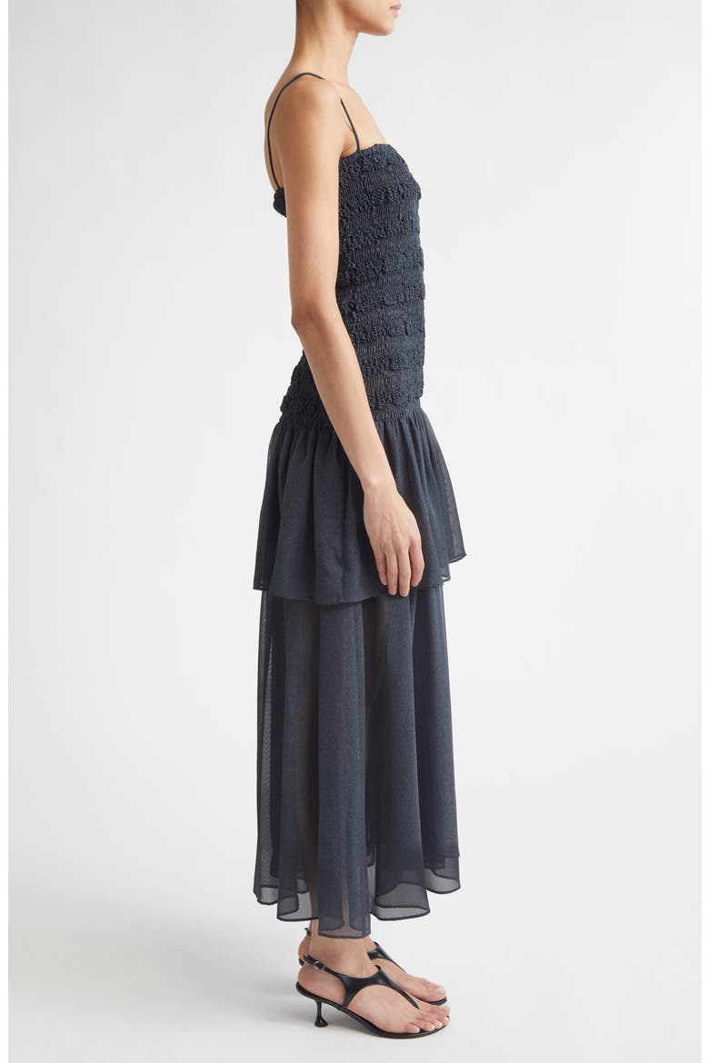 Michal Smocked Midi Dress, Alternate, color, DARK NAVY