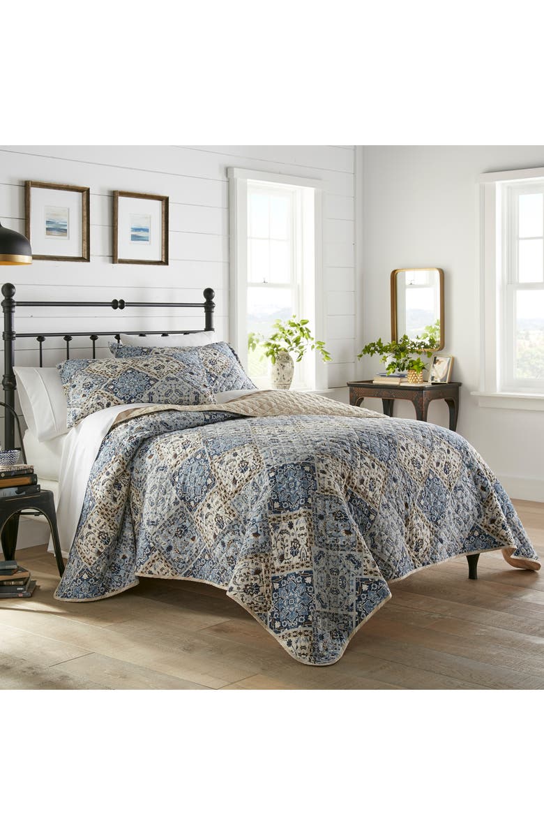 STONE COTTAGE Arell Reversible Quilt & Sham Set, Alternate, color, Blue