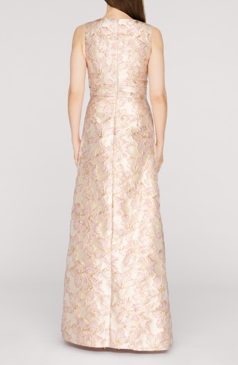 JS Collections Deborah A-Line Jacquard Gown, Alternate, color, Gold/ Blush