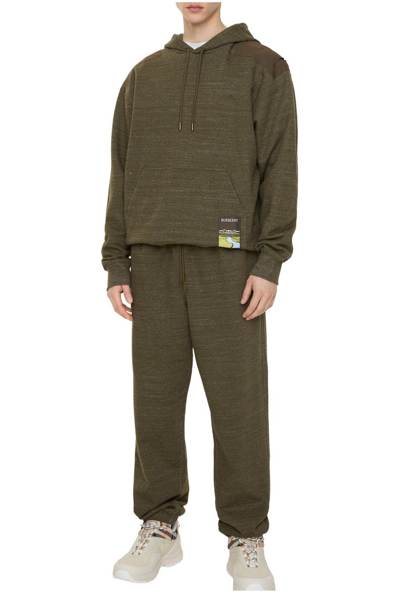 Landscape Label Cotton Jogging Pants, Main, color, Thorn green melange