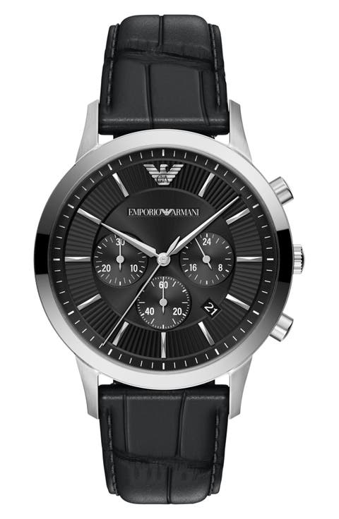 Archetipo Chronograph Leather Strap Watch, 43mm