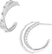 Nadri Cubic Zirconia Crossover Hoop Earrings