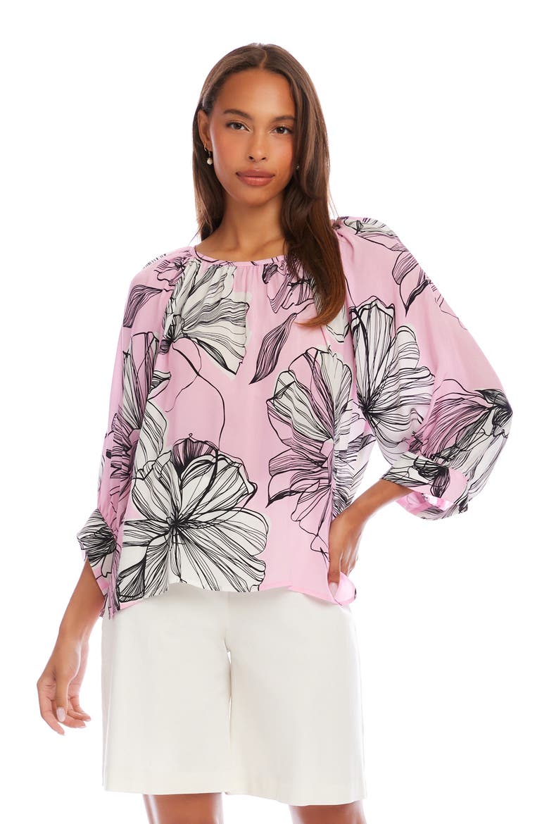 Floral Blouson Sleeve Top, Alternate, color, PINK PRINT