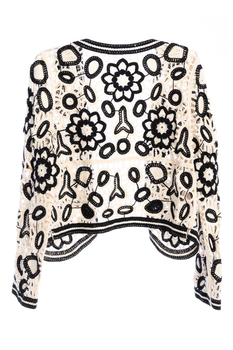 Floral Crocheted Bolero Cardigan, Alternate, color, BLACK