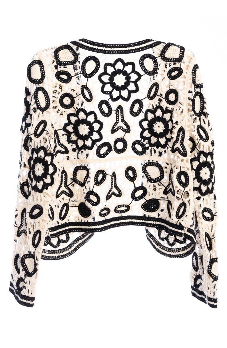 SAACHI Floral Crocheted Bolero Cardigan, Alternate, color, Black