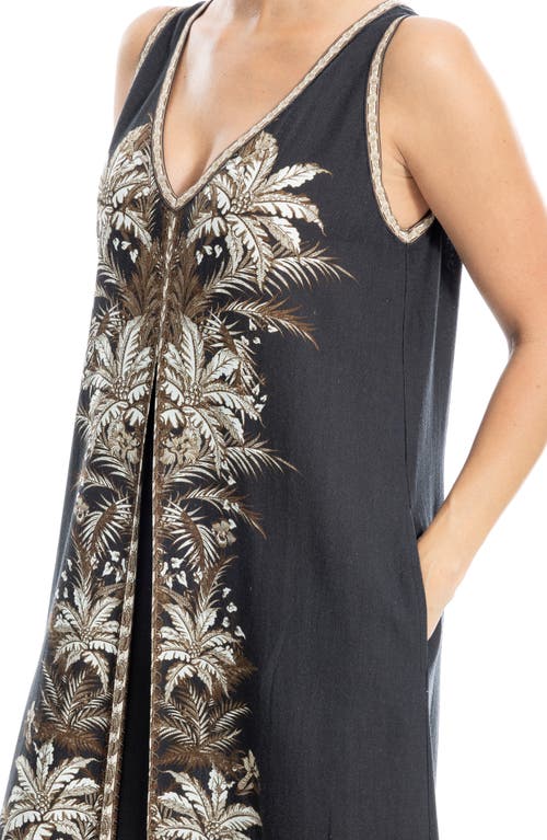 Max Studio Border Print Sleeveless Maxi Dress In Black