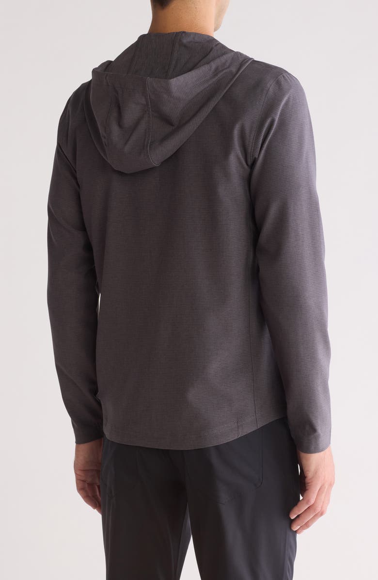 TravisMathew Shaker Heights Full Zip Hoodie, Alternate, color, Grey Pinstripe/ Black