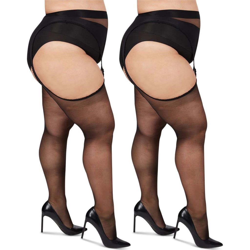 MeMoi 2-Pack Suspender Tights in Black  product
