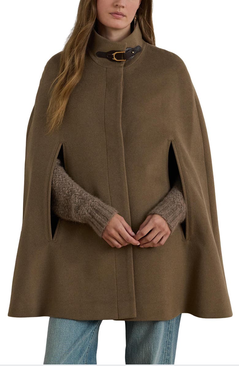 Lauren Ralph Lauren Wool Blend Cape, Main, color, Truffle