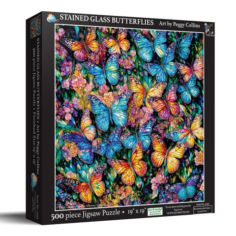 Stained Glass Butterflies 500 piece Jigsaw Puzzle for Adults