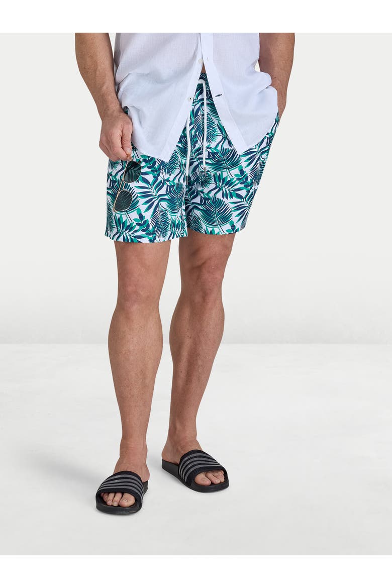 Hawaiian Printed Swim Shorts, Alternate, color, Green
