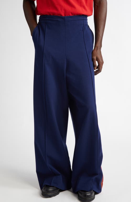 Nicholas Daley Wide Leg Cotton Track Pants in Navy /Burgundy 