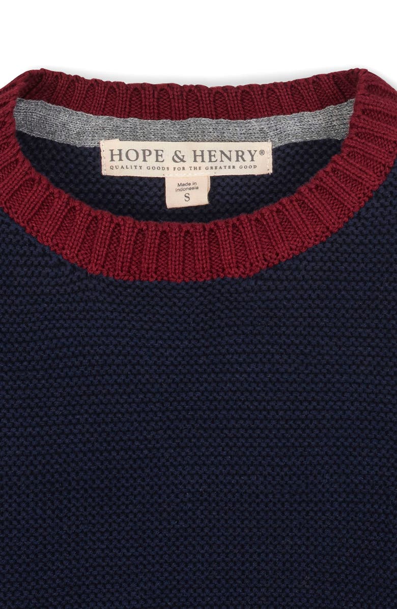 Hope & Henry Kids' Organic Long Sleeve Crewneck Pullover Sweater, Alternate, color, Navy And Dark Gray Heather