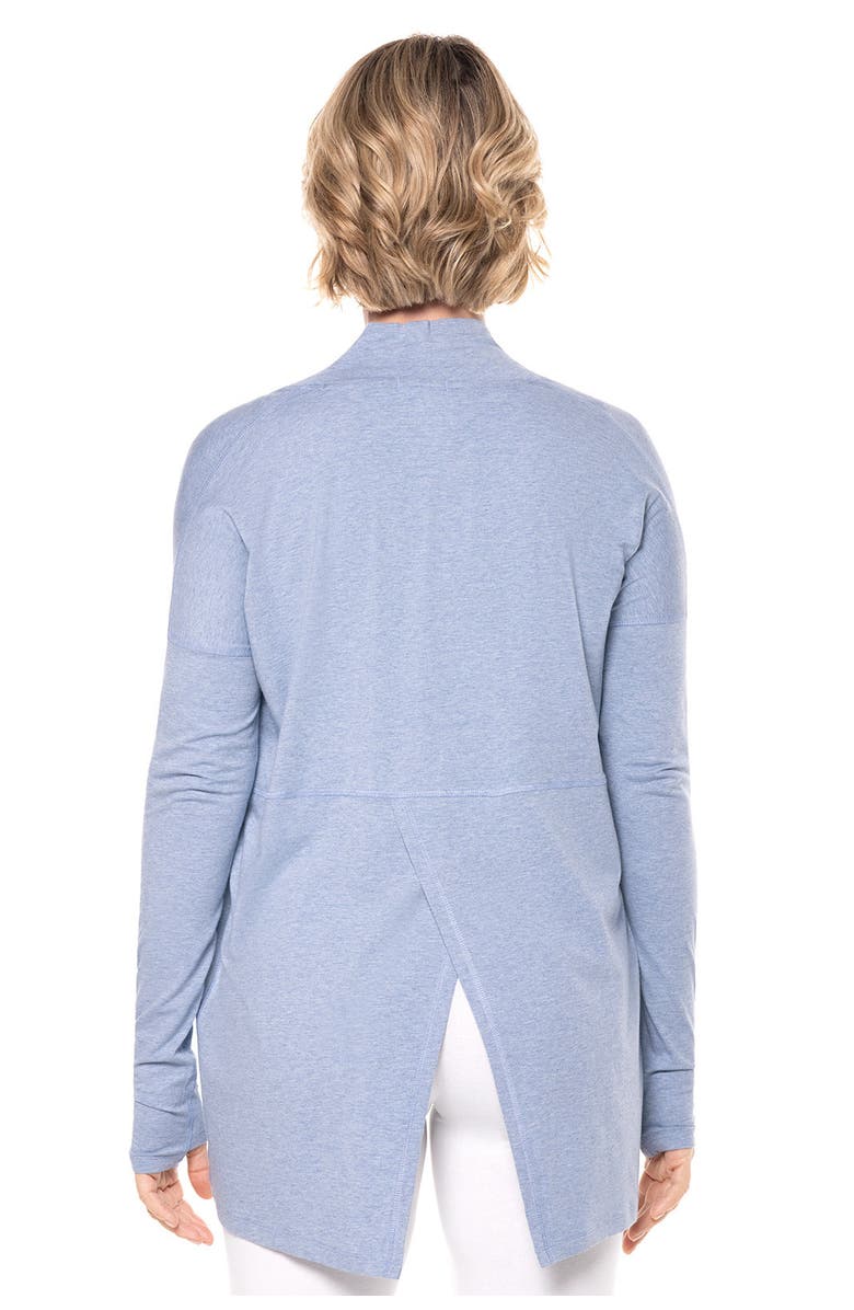 Coolibar Women's Long Sleeve Sun Wrap with Back Slit - UPF 50+ Sun Protection - LumaLeo, Alternate, color, Blue Heather