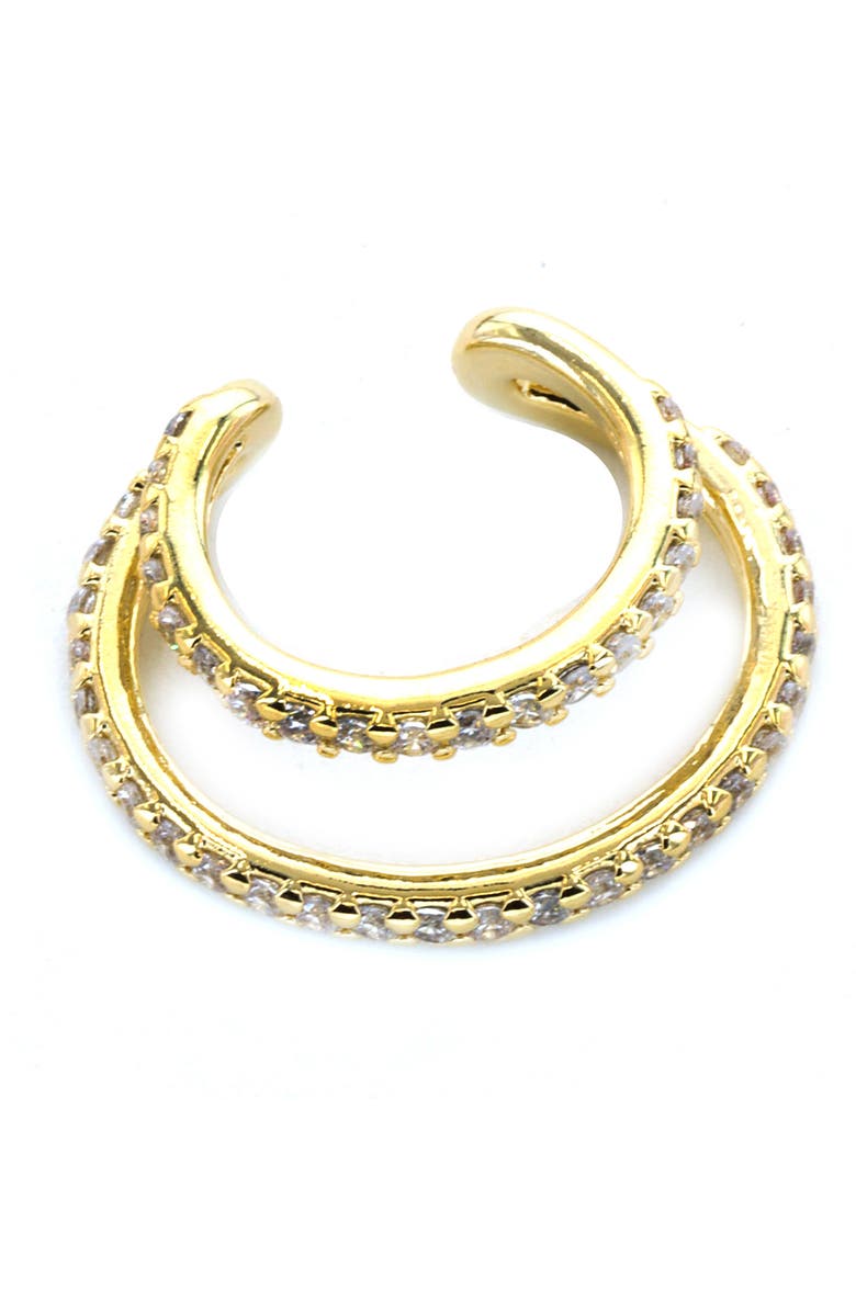 Panacea Crystal Double Row Ear Cuff, Main, color, Gold