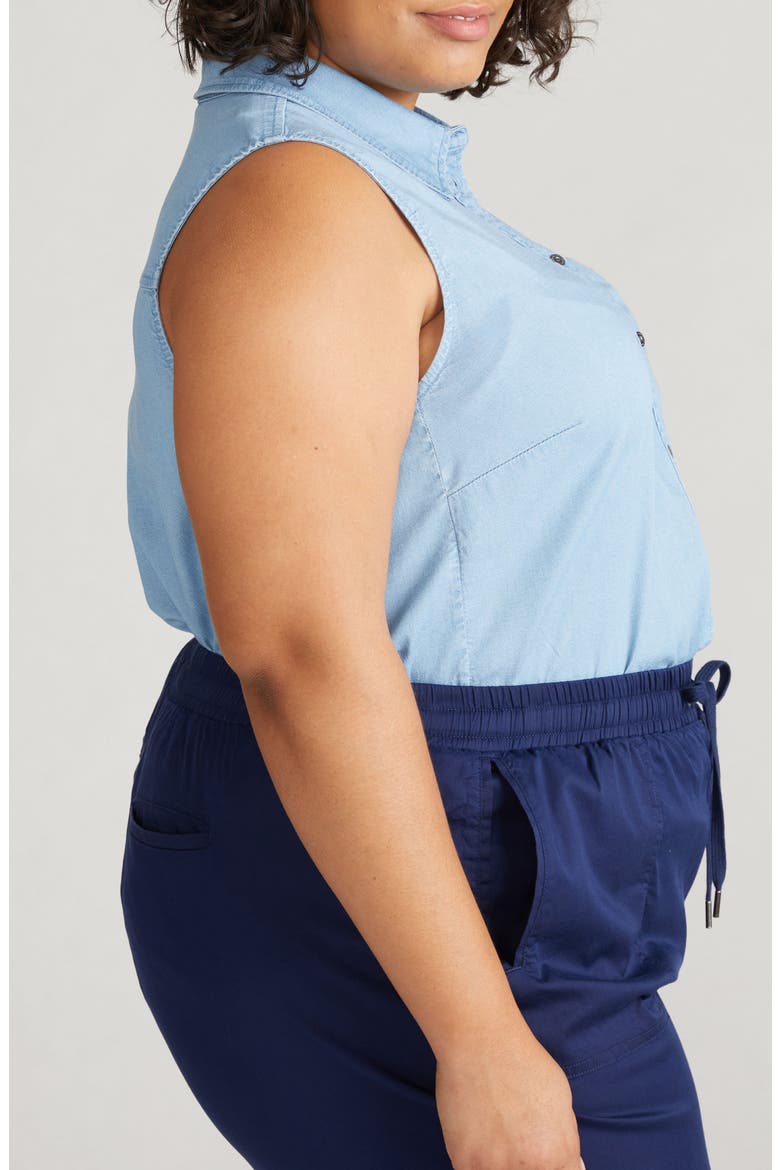 Perfect Sleeveless Chambray Shirt, Alternate, color, MORNING BLUE