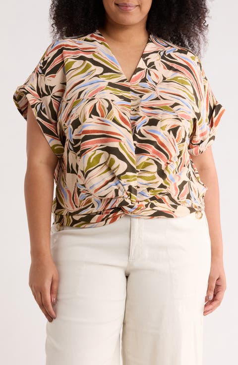 Short Sleeve Twisted Hem Top (Plus)