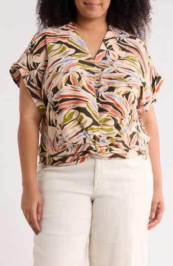 Adrianna Papell Short Sleeve Twisted Hem Top