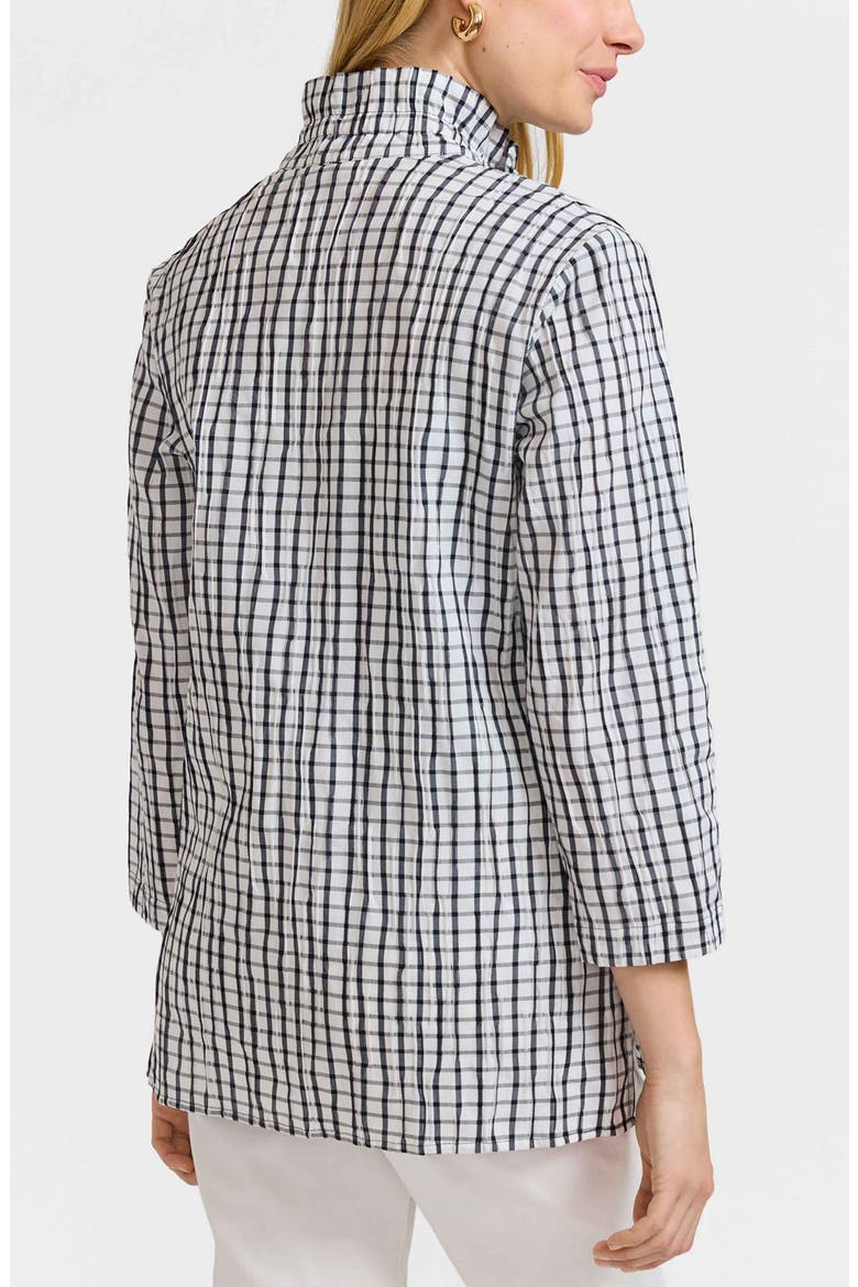 Carolina Crinkled Gingham Cotton Blend Shirt Jacket, Alternate, color, WHITE/ BLACK