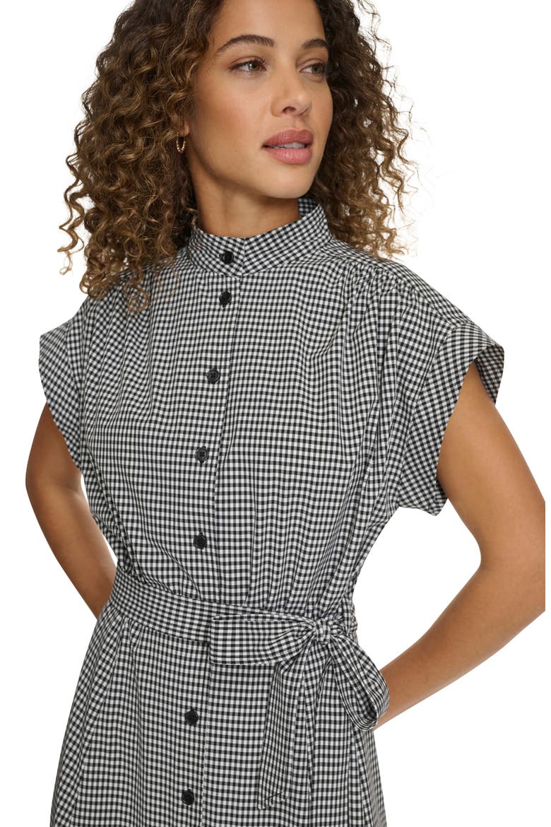 Mini Gingham Check Short Sleeve Shirtdress, Alternate, color, BLACK/WHITE