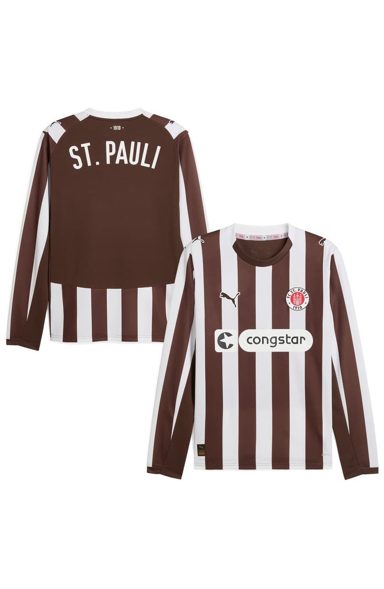 PUMA Men's Puma  Brown St. Pauli 2025/26 Replica Home Long Sleeve Jersey, Alternate, color, Brown