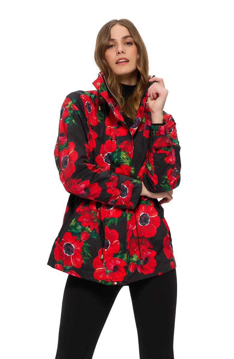 GORSKI Lightweight Zip Jacket, Concealed Hood, Alternate, color, Black Poppy