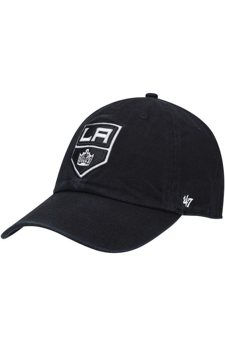 '47 Men's '47 Black Los Angeles Kings Logo Clean Up Adjustable Hat, Main, color,