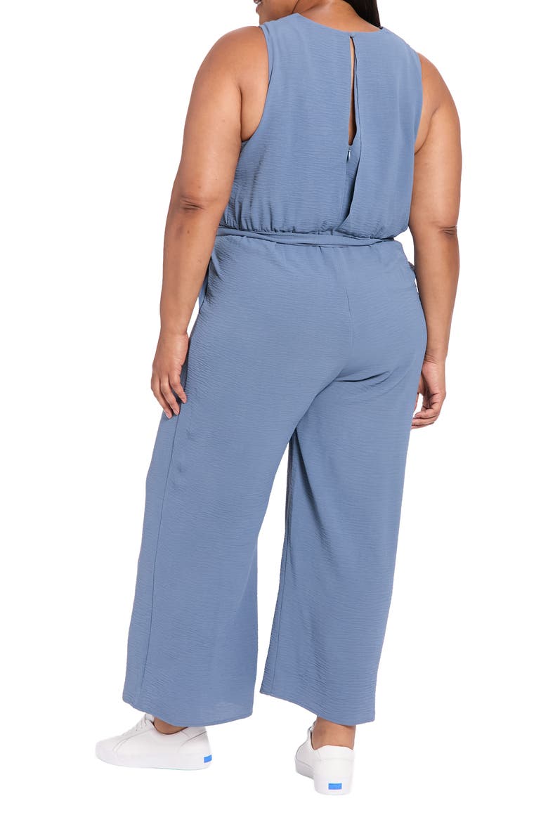 Sleeveless Pleated Jumpsuit, Alternate, color, FINE SLATE