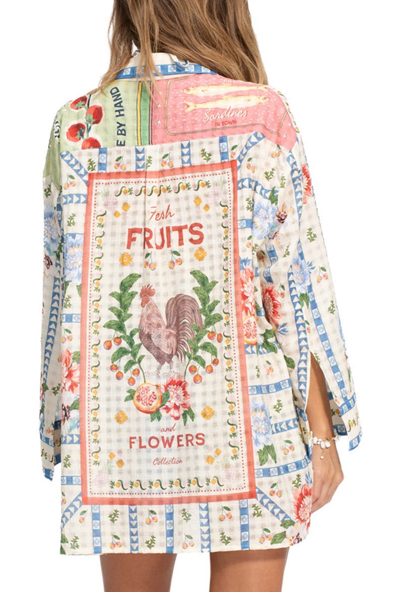 Anastasia Basket Oversize Cotton Button-Up Cover-Up Shirt, Alternate, color, WHITE