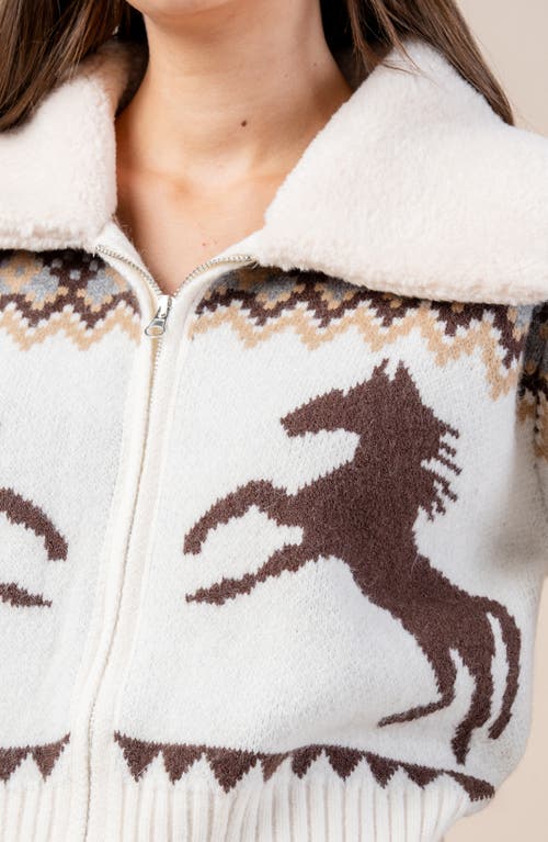 Beivy Novelty Print Zip Jacket In Neutral