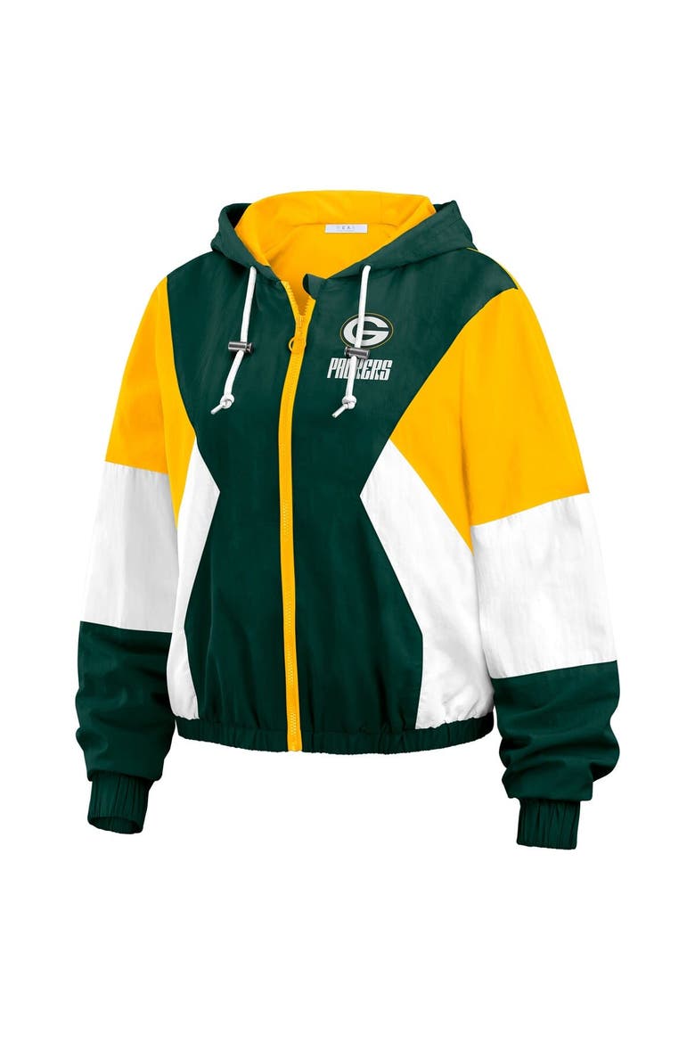 Women's WEAR by Erin Andrews  Green Green Bay Packers Color Block Full-Zip Windbreaker Jacket, Alternate, color, Green