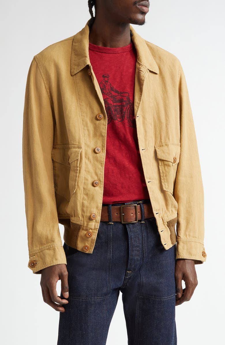 Double RL Linen & Cotton Canvas Chore Coat, Main, color, Vintage Brown