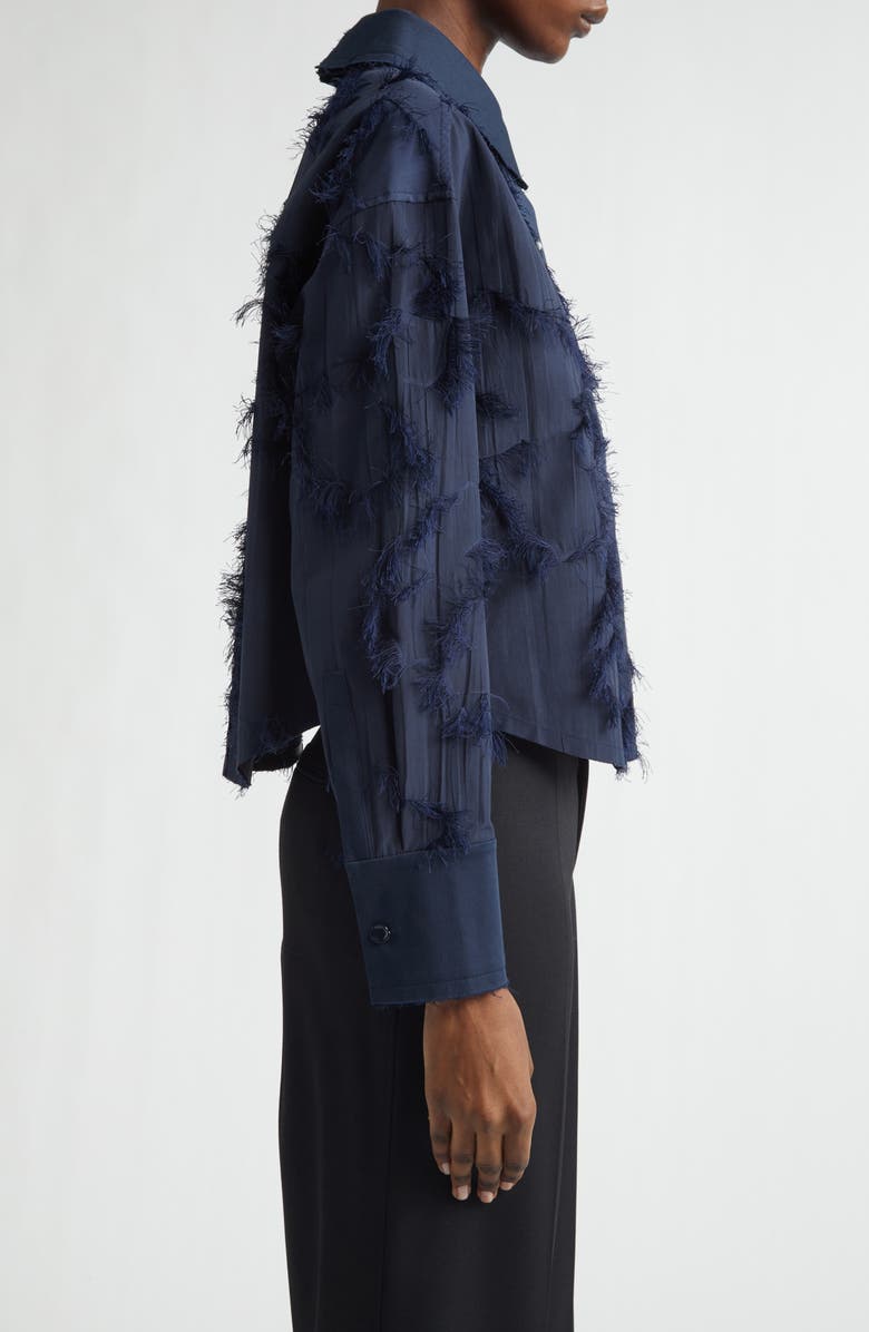 Jason Wu Collection Fil Coupé Crop Henley, Alternate, color, Ultra Navy