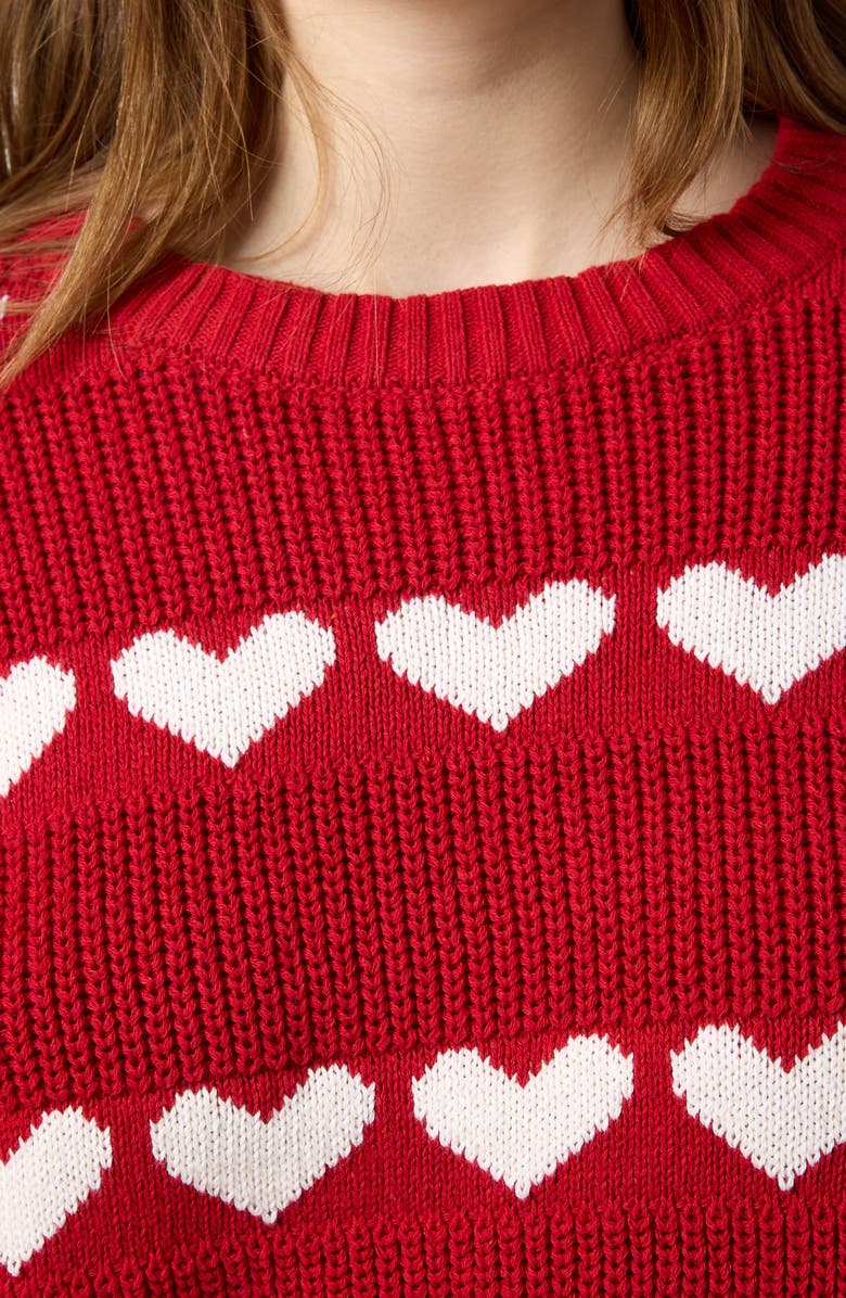Noisy may Blitzen Heart Sweater, Alternate, color, Racing Red Detailbi