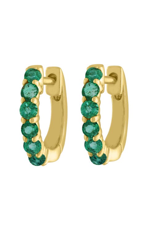 Emerald Huggie Hoop Earrings