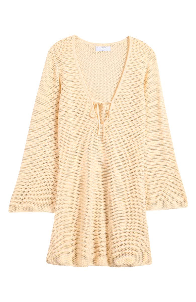 Seafolly Isla Palm Open Knit Cover-Up Dress, Alternate, color, 