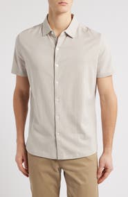 Robert Barakett Bunbury Check Short Sleeve Cotton Knit Button-Up Shirt