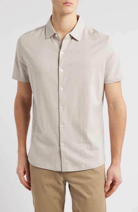 Robert Barakett Bunbury Check Short Sleeve Cotton Knit Button-Up Shirt