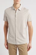 Robert Barakett Bunbury Check Short Sleeve Cotton Knit Button-Up Shirt