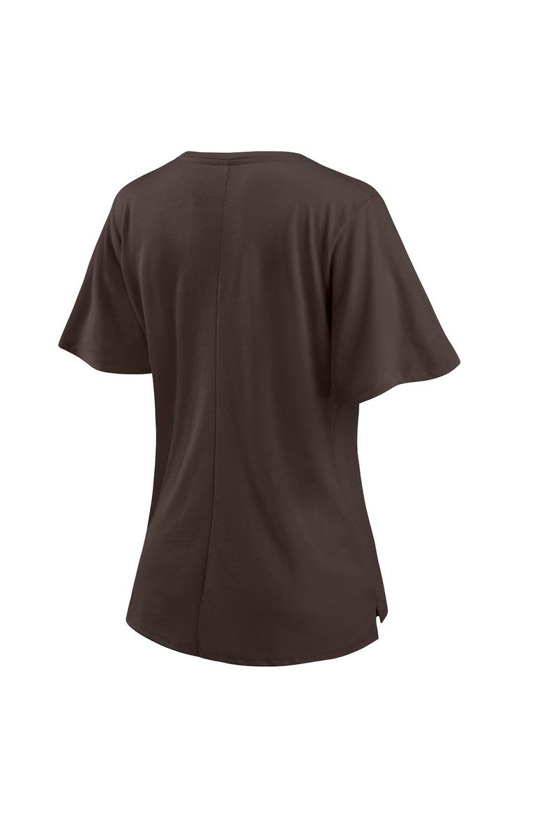Women's Fanatics Branded Brown Cleveland Browns Southpaw Flutter V-Neck T-Shirt, Alternate, color, Brown