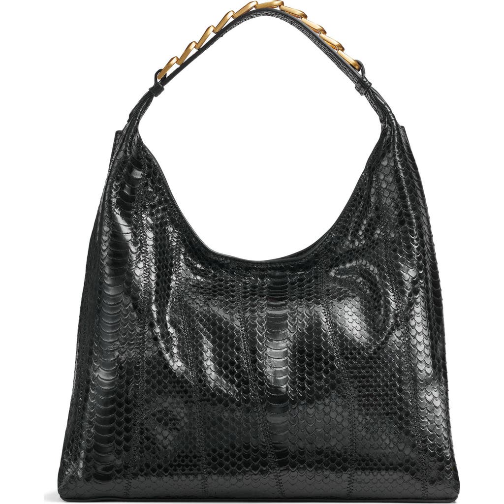 Donna Karan Bellmore Small Skipper Snake Shoulder Bag In Black/gold