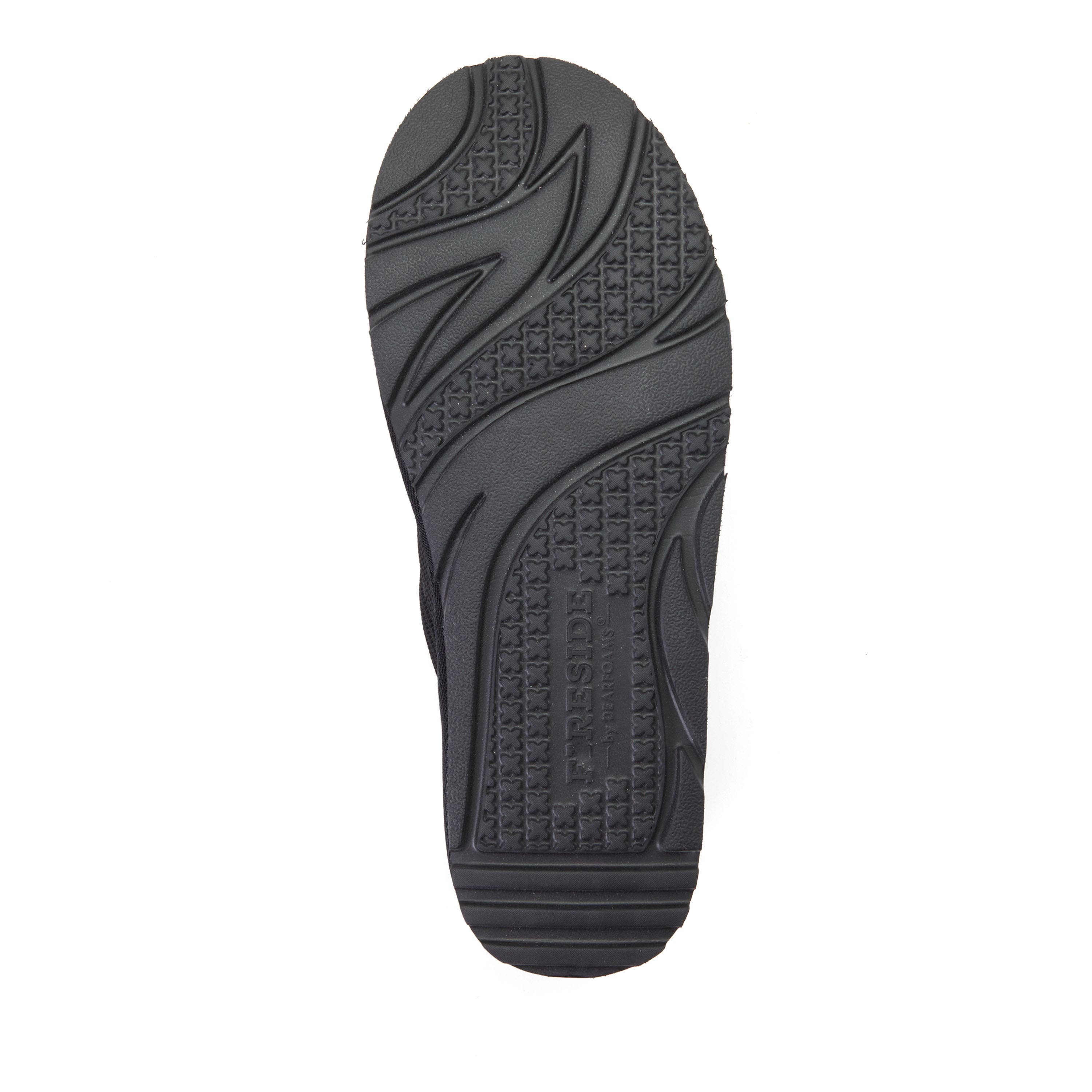 Dearfoams Fireside Sport Knit And Suede Water Repellent Slip On Shoetie, Alternate, color, Black