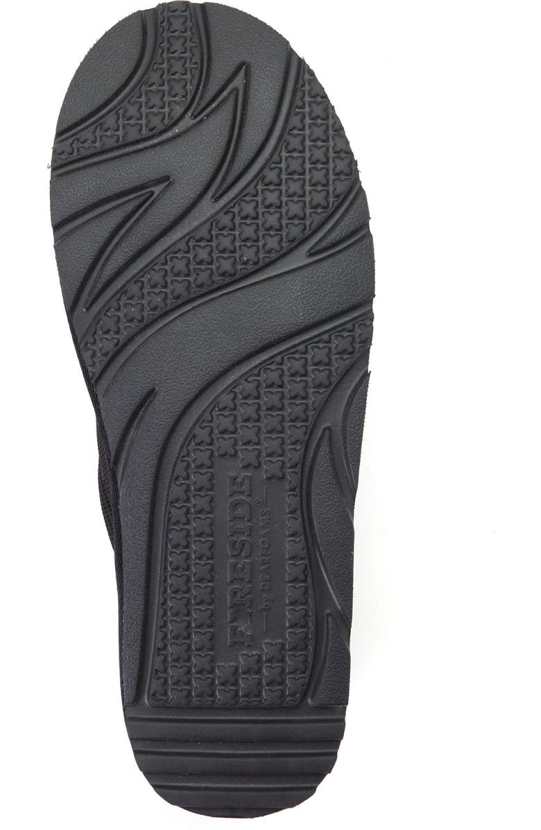 Dearfoams Fireside Sport Knit And Suede Water Repellent Slip On Shoetie, Alternate, color, Black